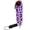 Pepper Shot 1.2% MC 1/2 oz pepper spray fashion leatherette holster and quick release keychain cheetah black/pink