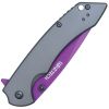 Assisted Open Folding Pocket Knife with Grey handle and Purple Blade