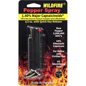 Wildfire 1.4% MC 1/2 oz pepper spray hard case with quick release keychain black